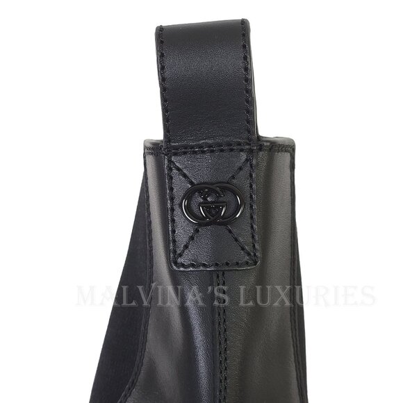 GUCCI BOOTS MENS CHELSEA BLACK LEATHER ANKLE w INTERLOCKING LOGO sz 9.5 10 - Picture 11 of 15
